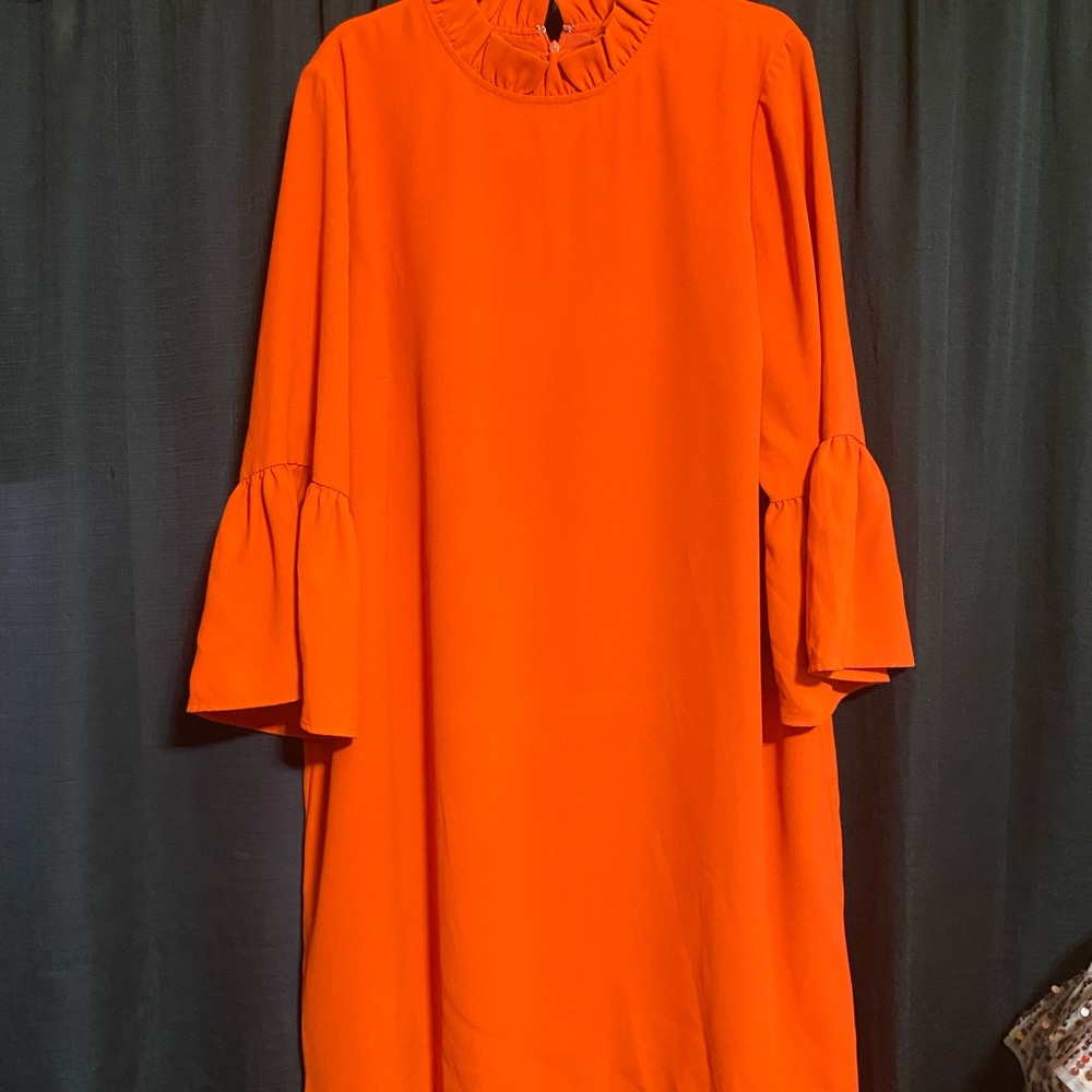J. Crew Bright Orange Long Sleeve Dress